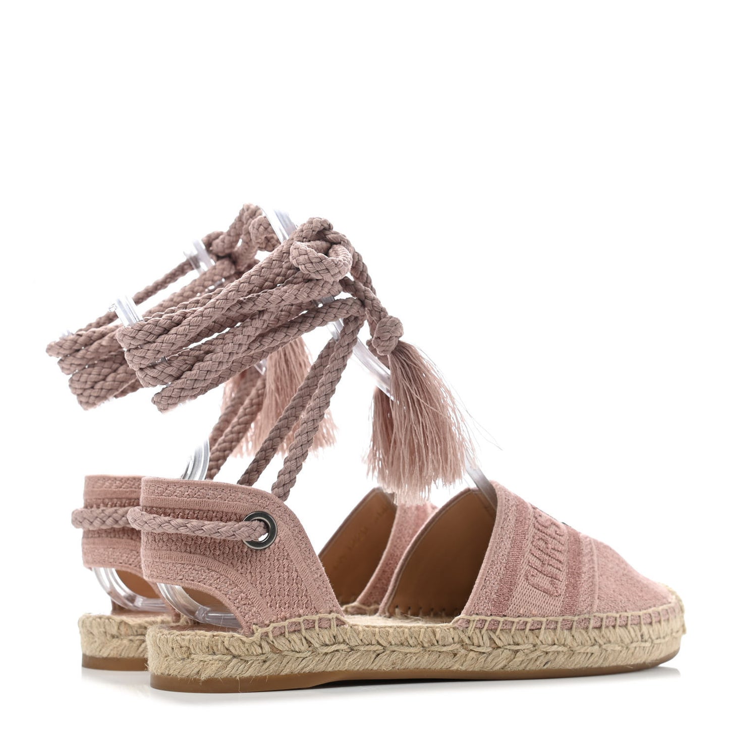 Canvas Embroidered Granville Ankle Tie Espadrilles Flats 36 Pink