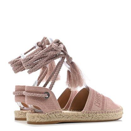Christian Dior Canvas Embroidered Granville Ankle Tie Espadrilles Flats 36 Pink 3 of 4
