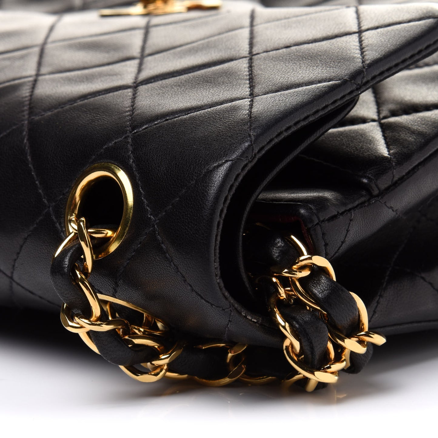Lambskin Quilted Small Double Flap Black