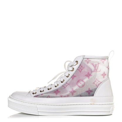 Louis Vuitton Technical Fabric Calfskin Monogram Printed Stellar Sneaker Boots 36 Pink 1 of 10