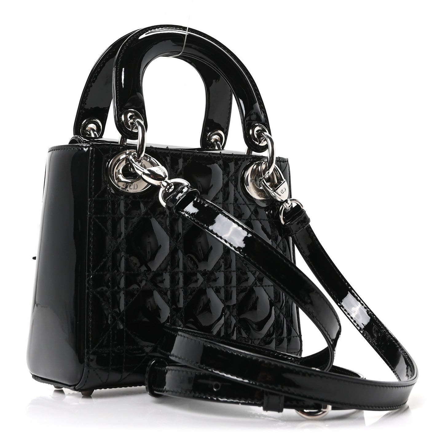 Patent Cannage Mini Lady Dior Black