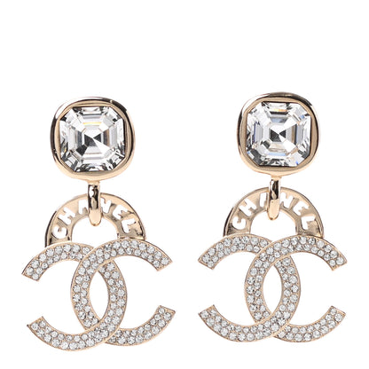 Chanel Crystal CC Drop Logo Earrings Gold 1 of 4