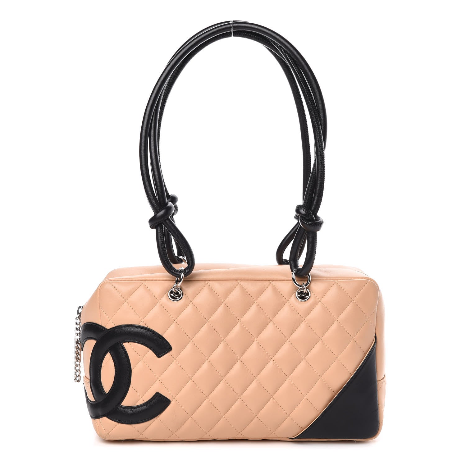 Chanel Calfskin Quilted Large Cambon Bowler Beige Black 1 of 13