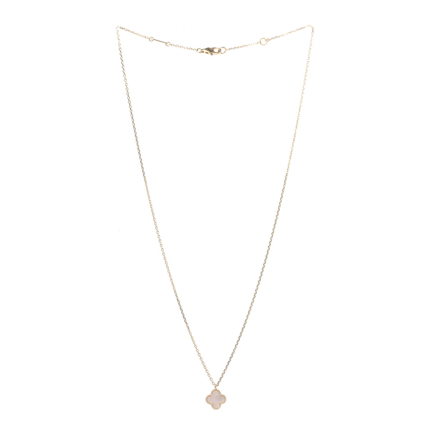 Van Cleef & Arpels 18K Yellow Gold Mother of Pearl Sweet Alhambra Pendant Necklace 3 of 5