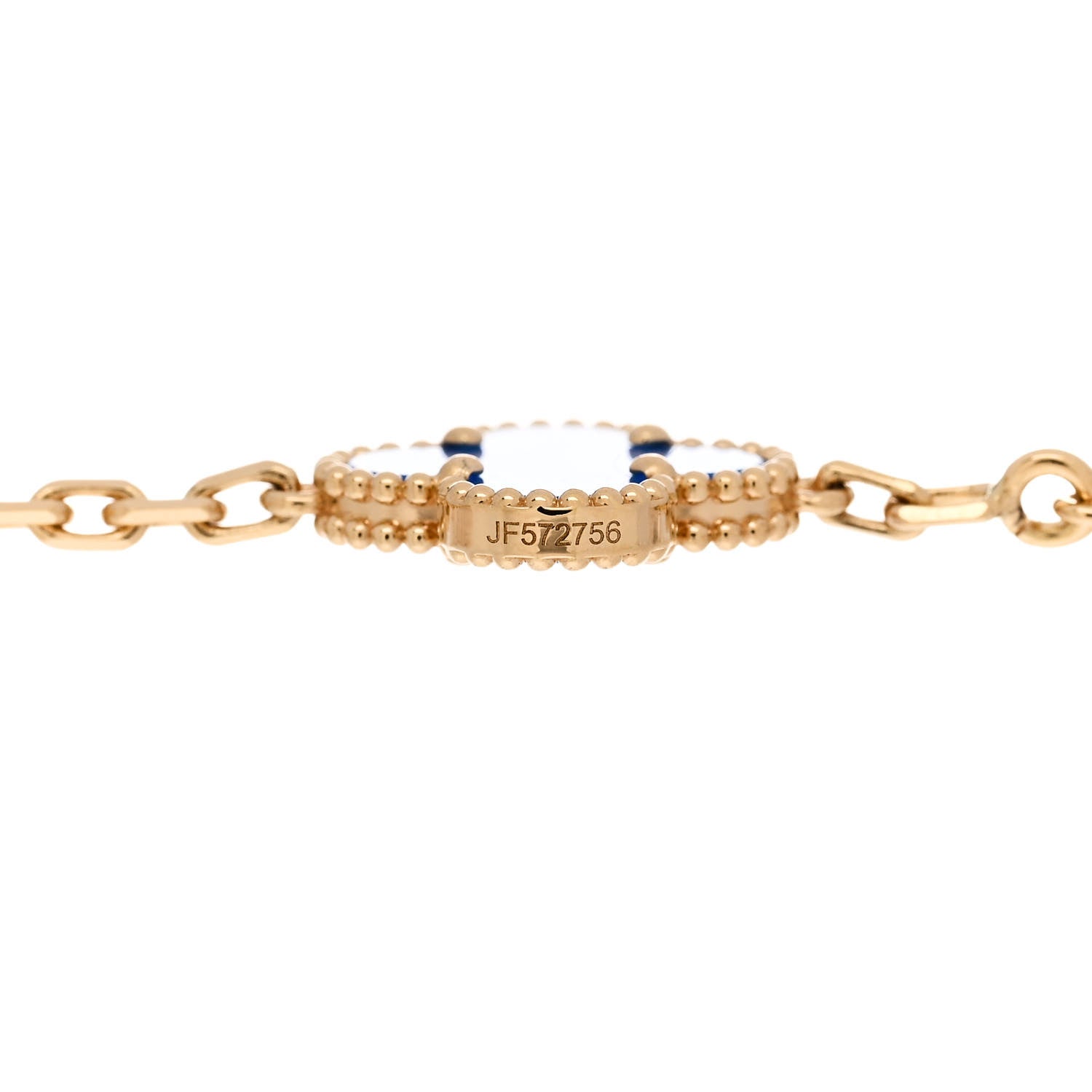 Van Cleef & Arpels 18K Yellow Gold Blue Agate 5 Motifs Vintage Alhambra Bracelet 4 of 5