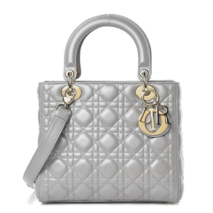 Christian Dior Lambskin Cannage Medium Lady Dior Grey 1 of 12
