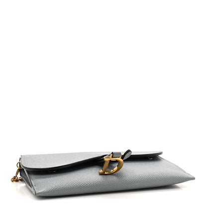 Christian Dior Grained Calfskin Saddle Chain Wallet Pouch Grey Stone 5 of 17