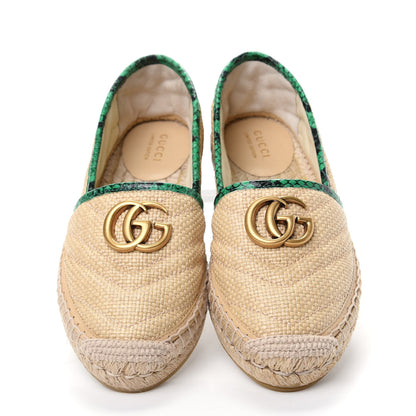 Gucci Straw Elaphe Matelasse GG Marmont Espadrilles 35.5 Natural New Shamarock 5 of 11