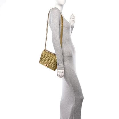Chanel Metallic Patent Calfskin Quilted Medium Boy Flap Gold 2 of 10