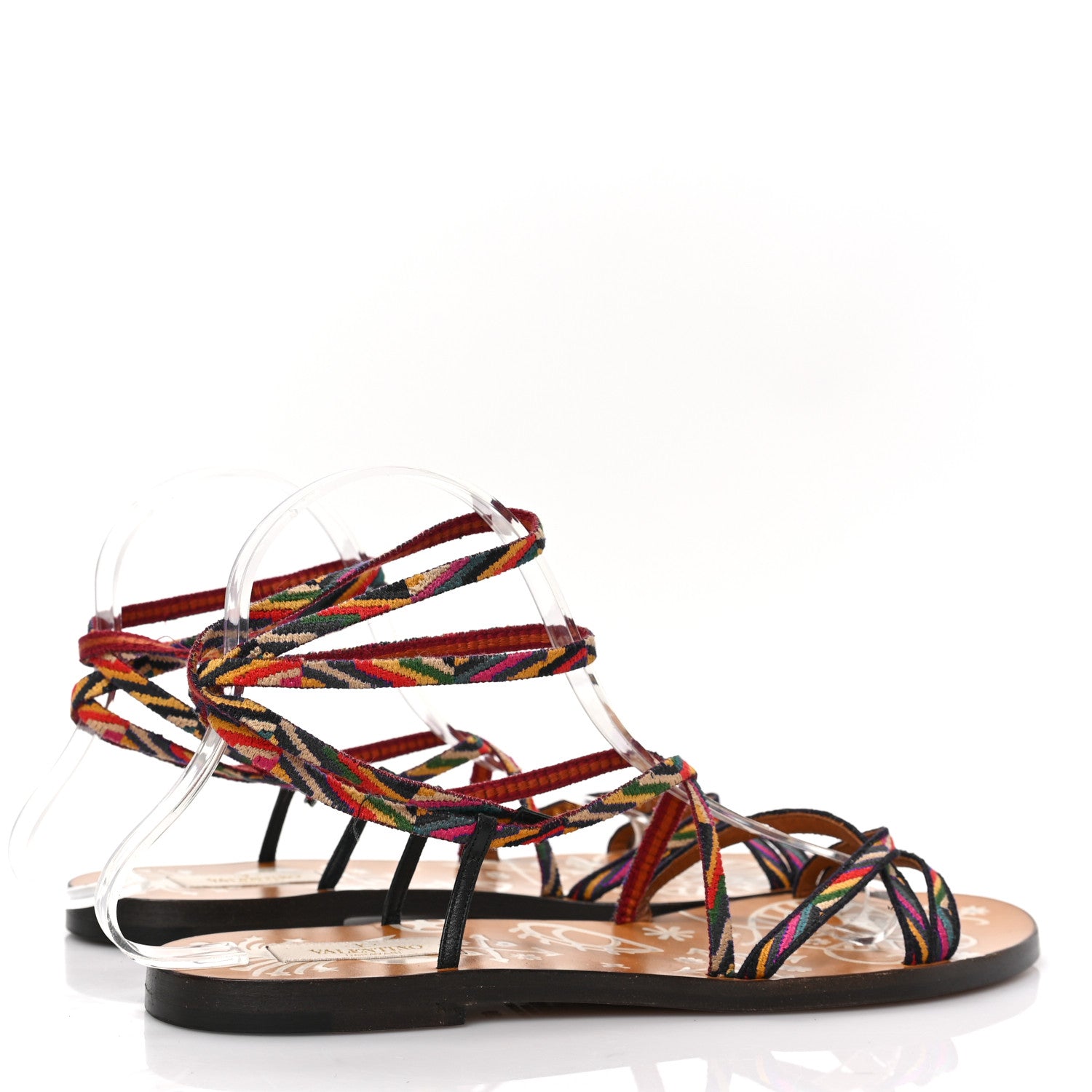 Valentino Garavani Lace Up Santeria Flat Sandals 39 Multicolor 4 of 7