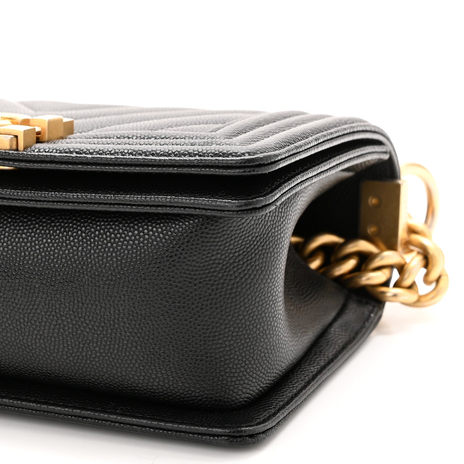 Chanel Caviar Chevron Quilted Small Boy Flap Black 18 of 21