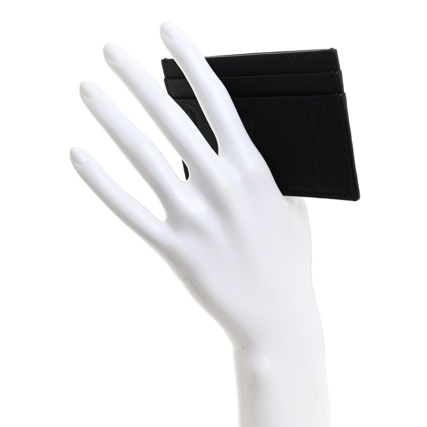 Rubber Effect GG Embossed Card Holder Black