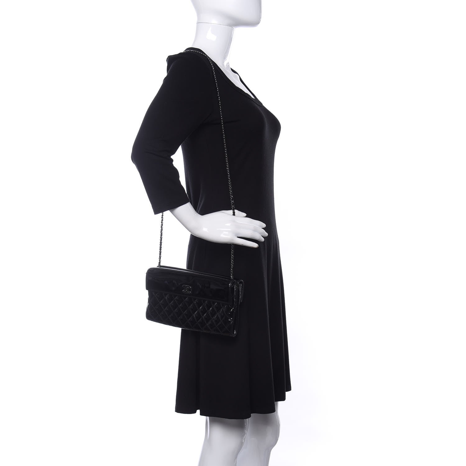 Chanel Patent Quilted Double Sided Crossbody Bag Black 2 of 10