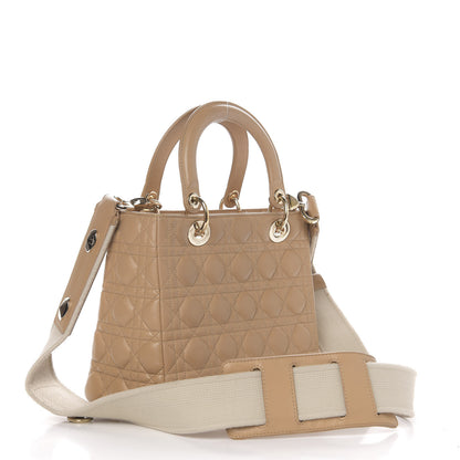 Christian Dior Lambskin Cannage Medium Lady Dior Beige 3 of 18