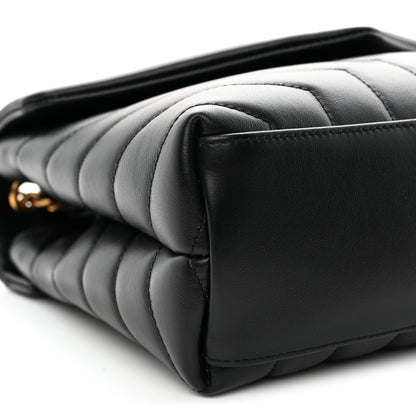 Saint Laurent Calfskin Y Quilted Monogram Small Loulou Chain Satchel Black 9 of 11