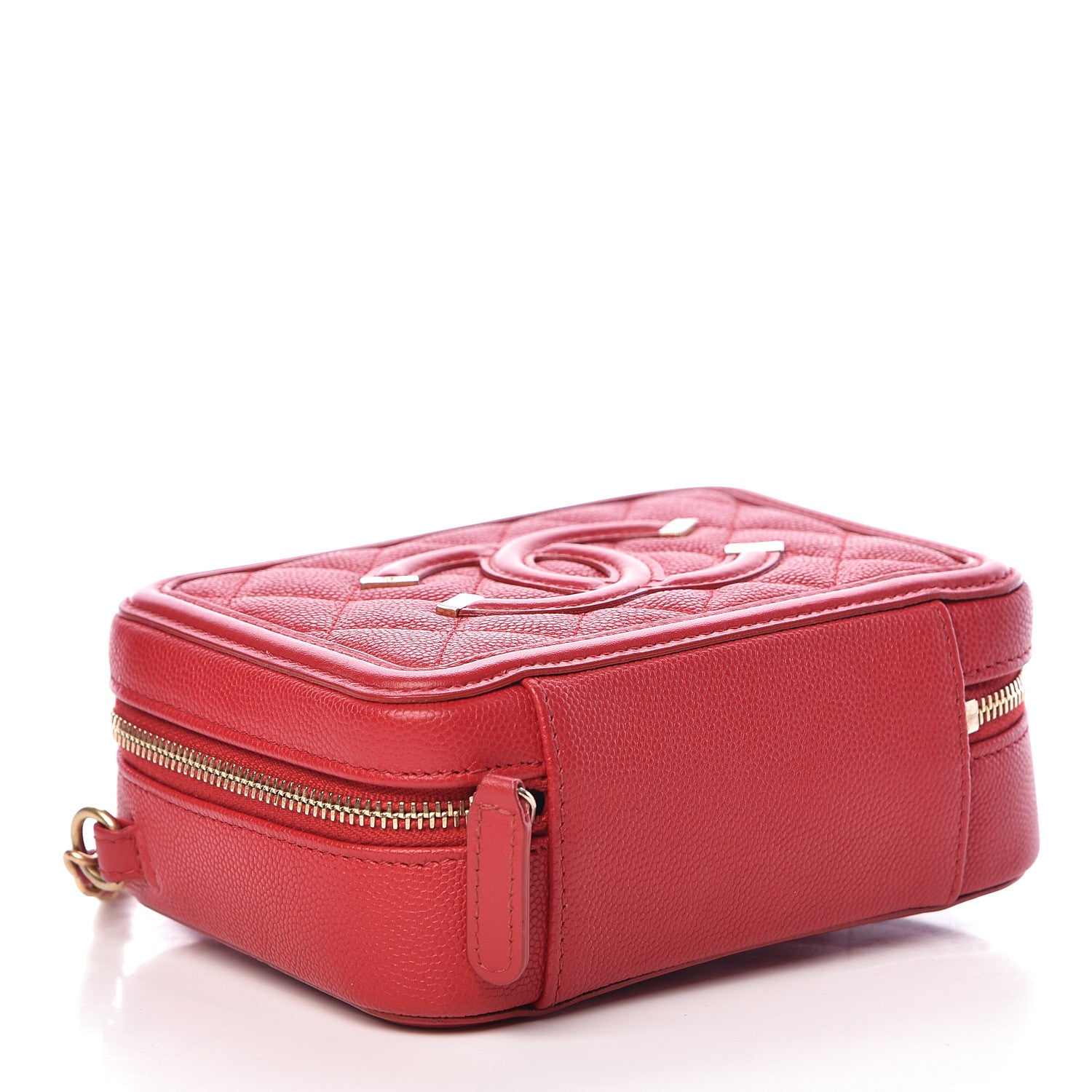 Chanel Caviar Quilted Filigree Vanity Clutch With Chain Red 4 of 11