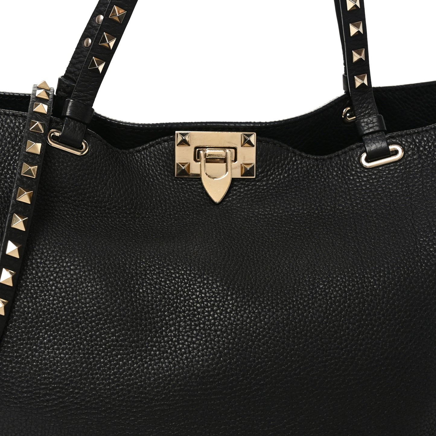 Vitello Medium Rockstud Tote Black