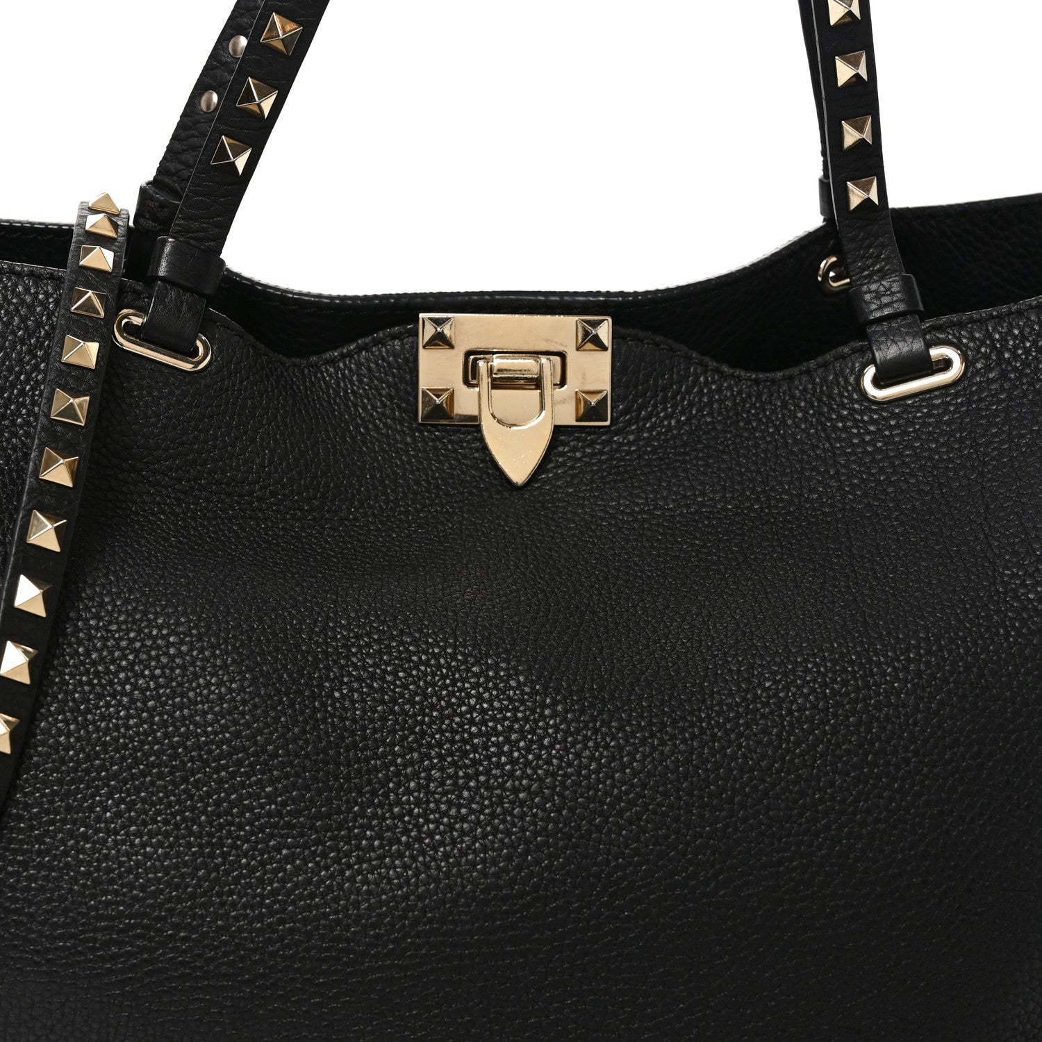 Valentino Garavani Vitello Medium Rockstud Tote Black 7 of 10
