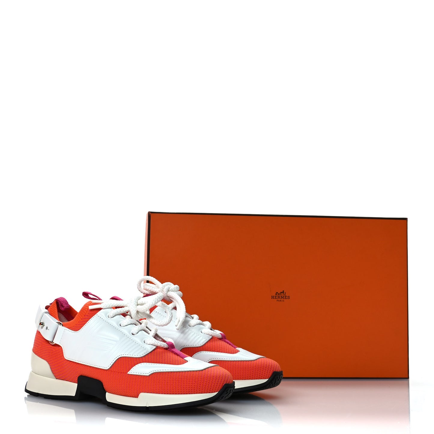 Calfskin Womens Athlete Sneakers 36.5 Orange Multicolor