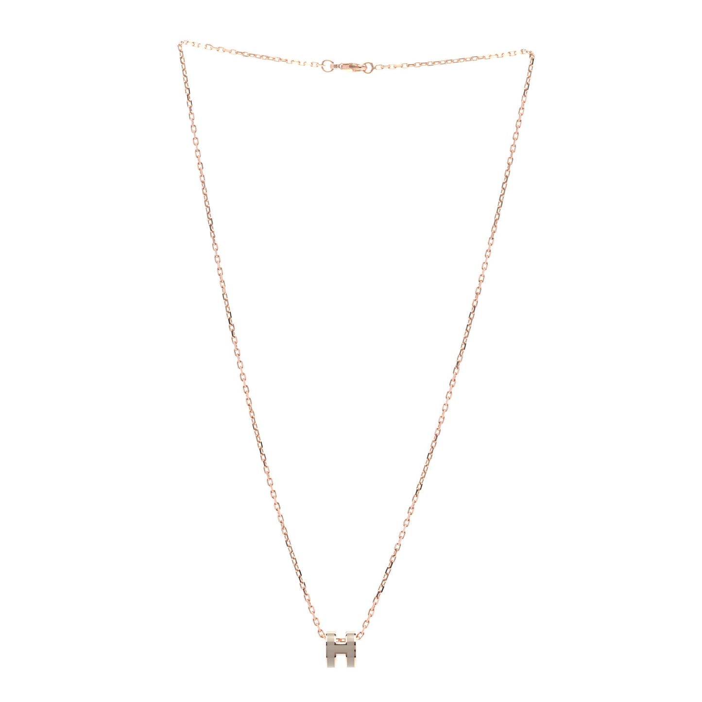 Lacquered Rose Gold Mini Pop H Pendant Necklace Marron Glace