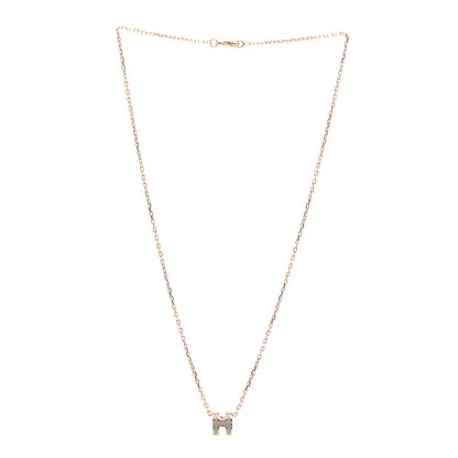 Hermes Lacquered Rose Gold Mini Pop H Pendant Necklace Marron Glace 4 of 8