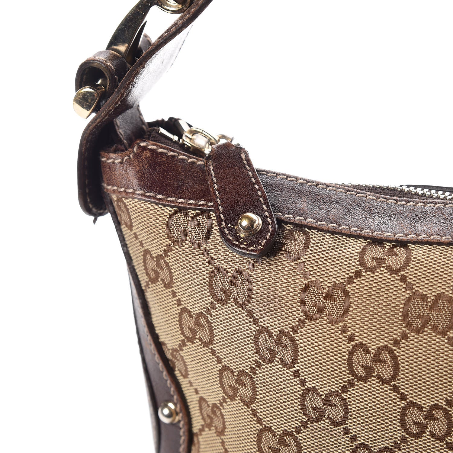 Gucci Monogram Pelham Studded Shoulder Bag Brown 17 of 19