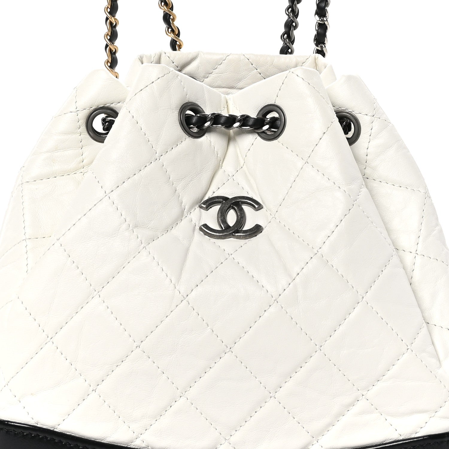 Chanel Aged Calfskin Quilted Small Gabrielle Backpack Black White 8 of 11