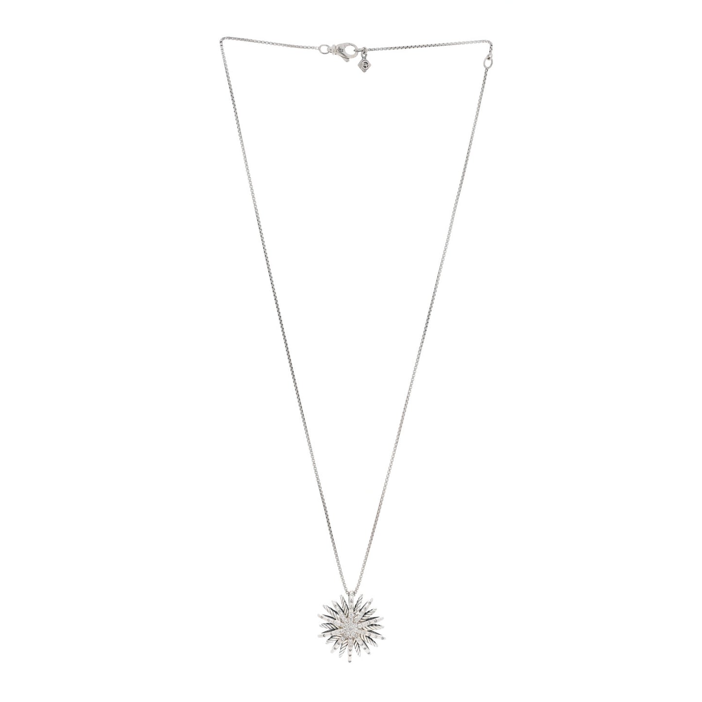 Sterling Silver Diamond Medium Starburst Pendant Necklace