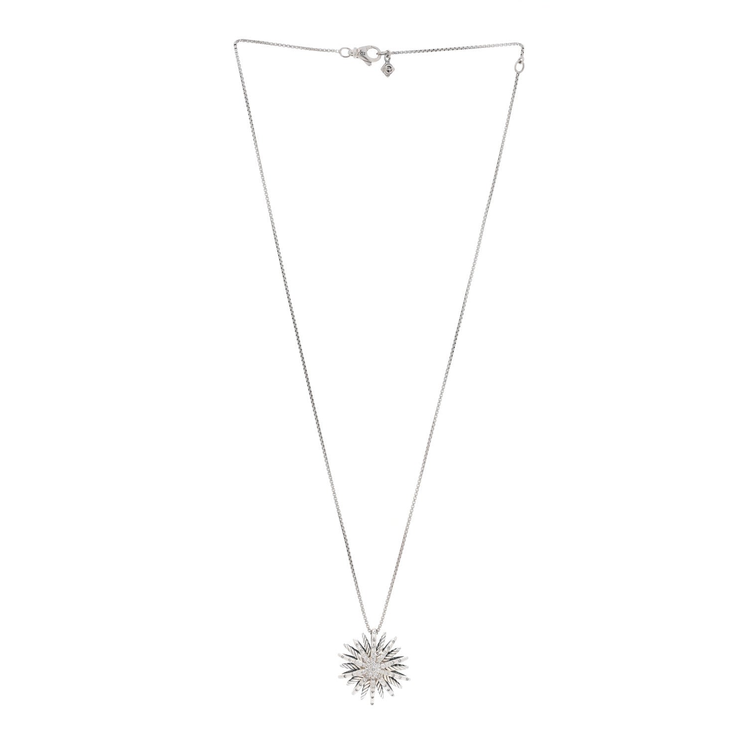 David Yurman Sterling Silver Diamond Medium Starburst Pendant Necklace 2 of 4
