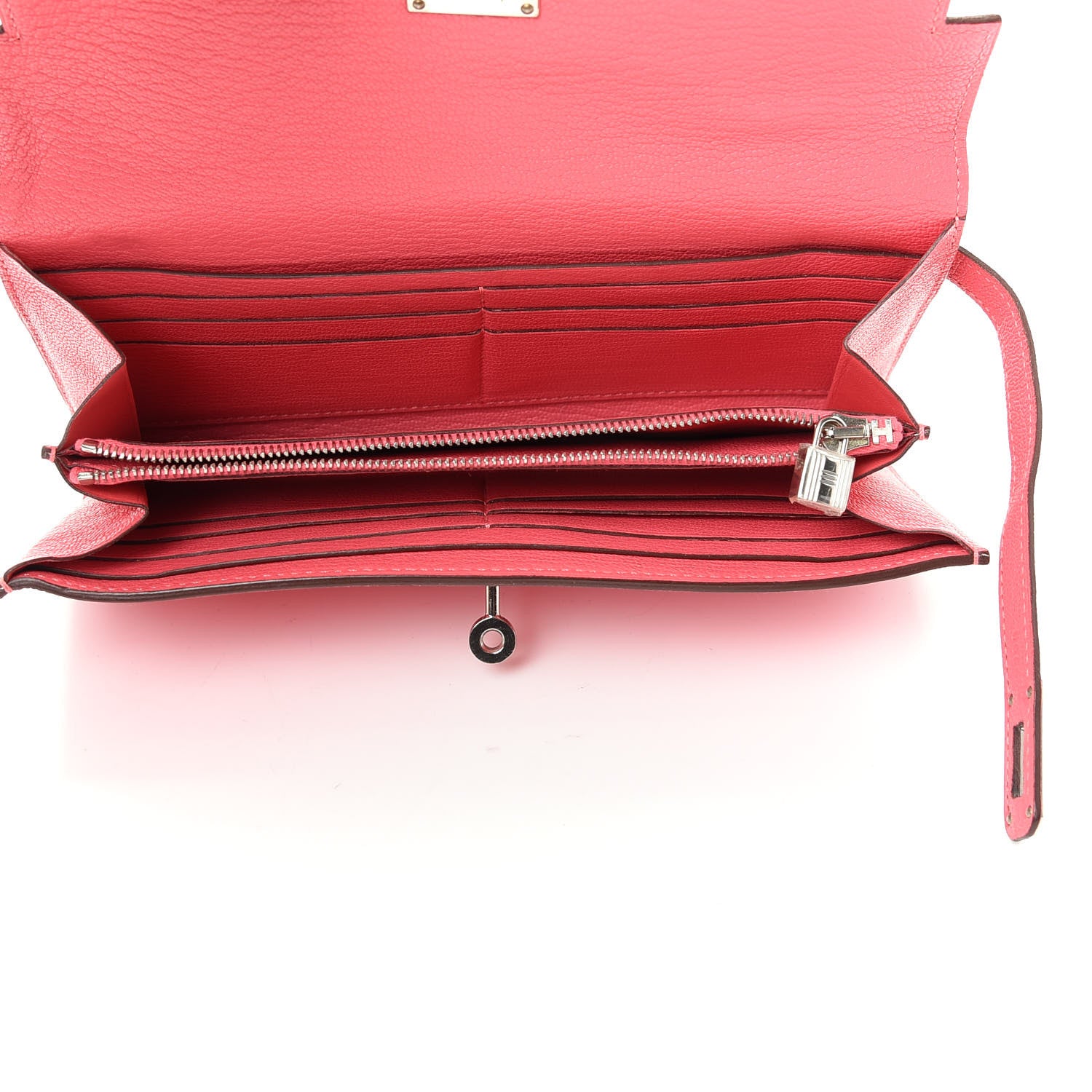 Hermes Chevre Mysore Kelly Longue Wallet Rose Lipstick 5 of 8