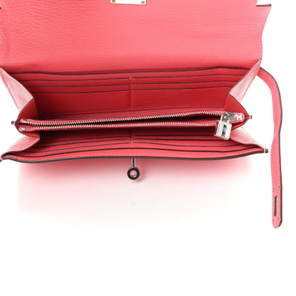 Hermes Chevre Mysore Kelly Longue Wallet Rose Lipstick 5 of 8