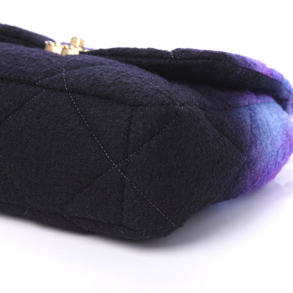 Chanel Wool Tweed Quilted Large 19 Flap Purple Black Blue 7 of 11