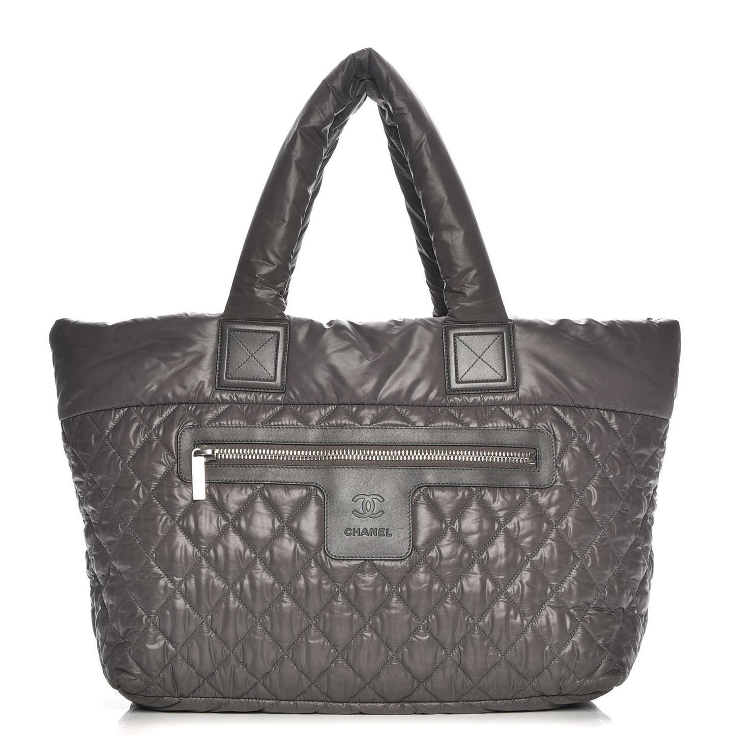 Nylon Quilted Large Coco Cocoon Tote Grey