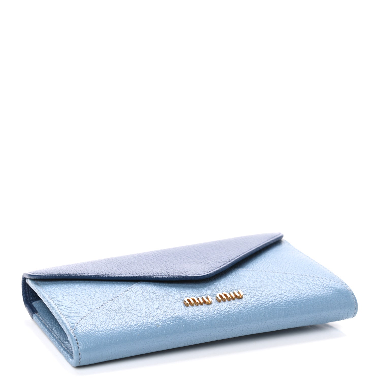 Miu Miu Goatskin Madras Bicolor Envelope Wallet Cobalto Astrale 3 of 4