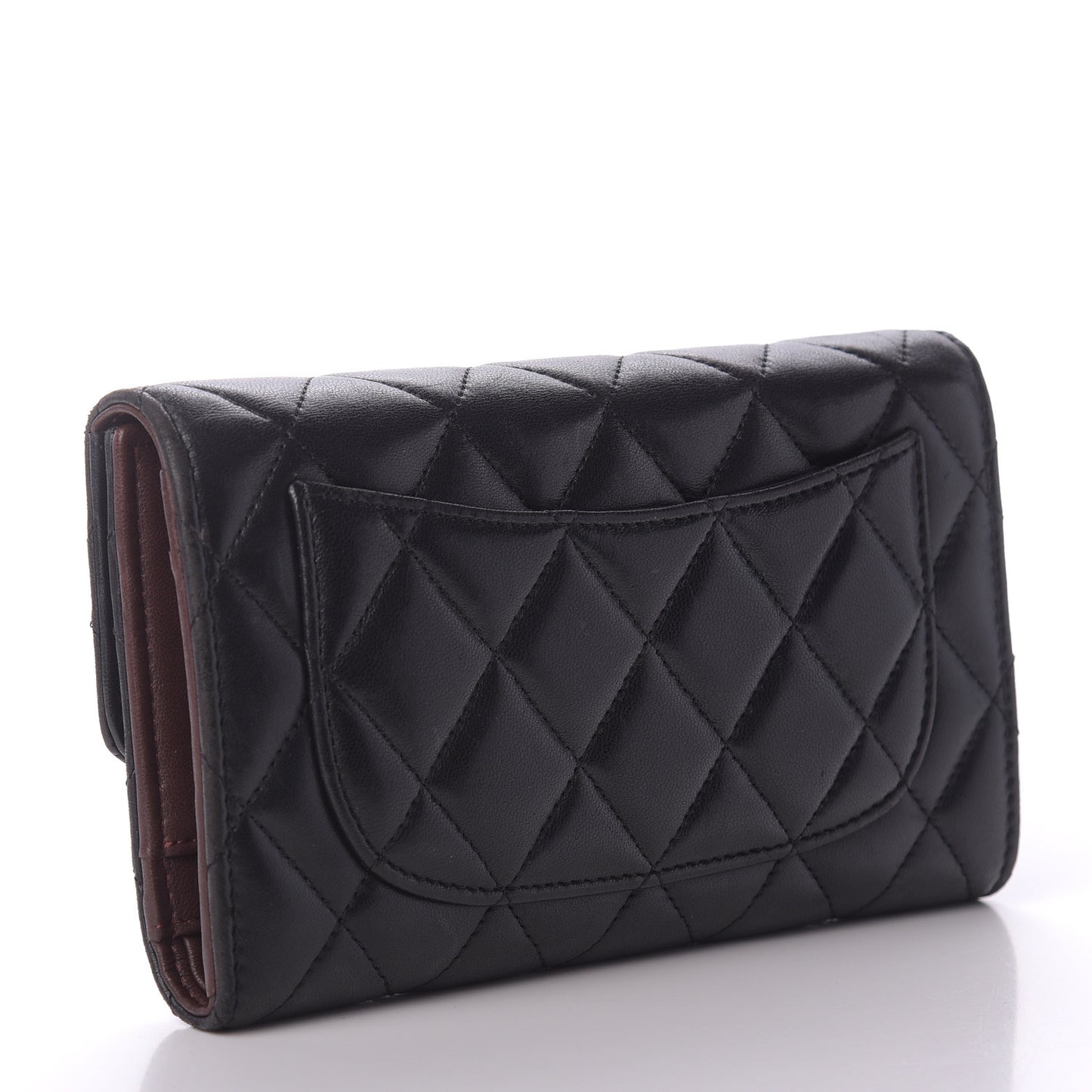 Lambskin Quilted Large Flap Wallet Black