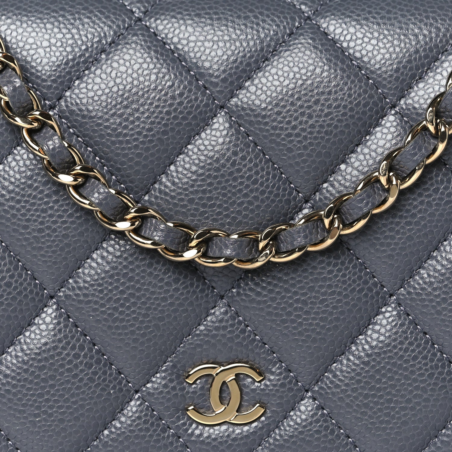 Chanel Caviar Quilted Wallet On Chain WOC Grey 9 of 12