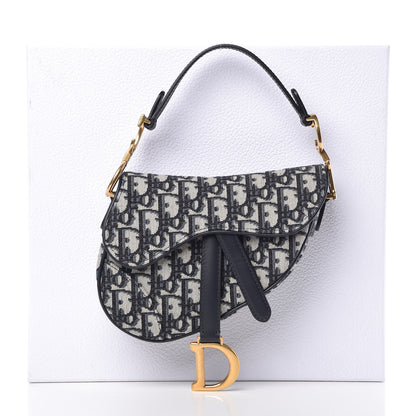 Christian Dior Oblique Mini Saddle Bag Blue 8 of 8