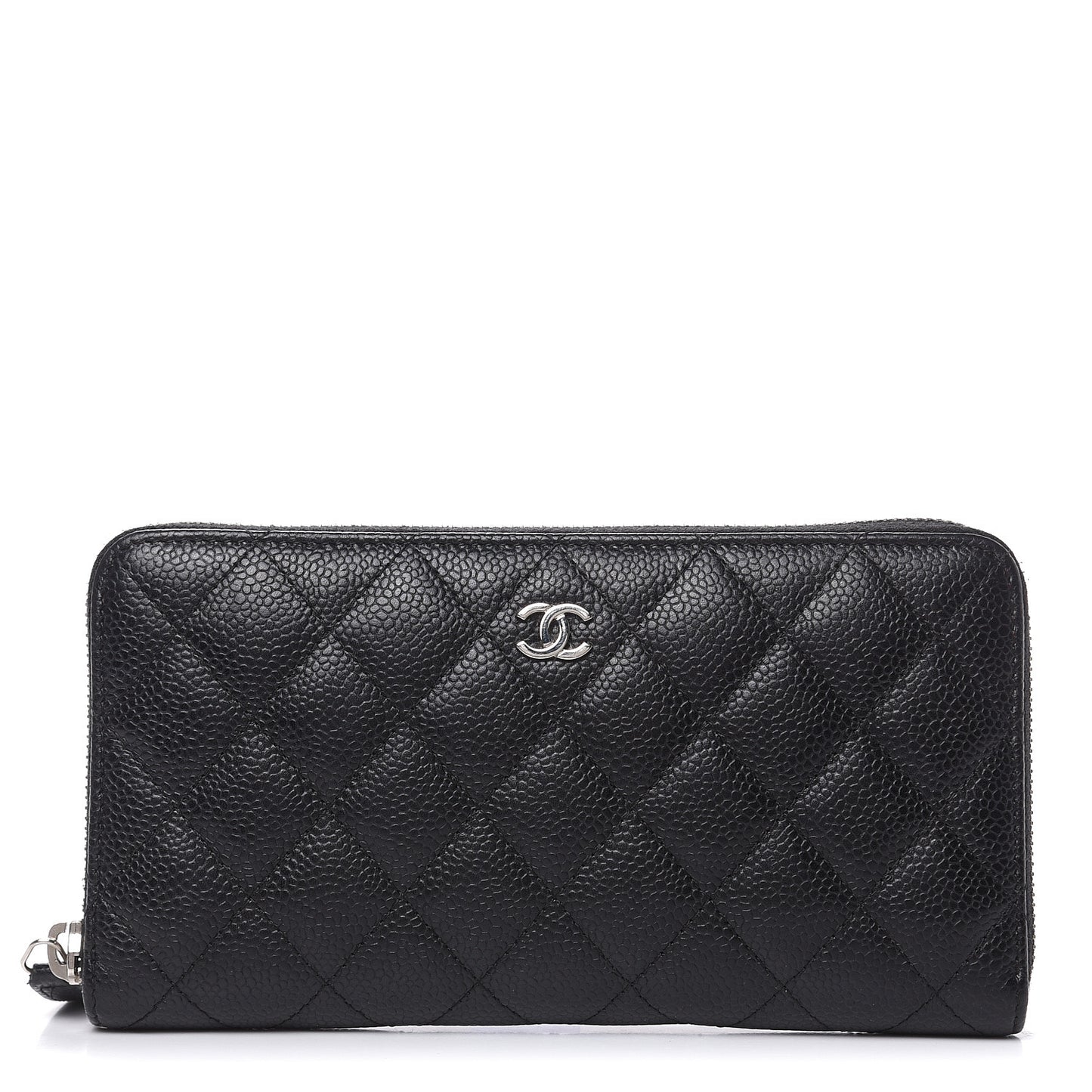 Caviar Quilted Large Gusset Zip Around Wallet Black