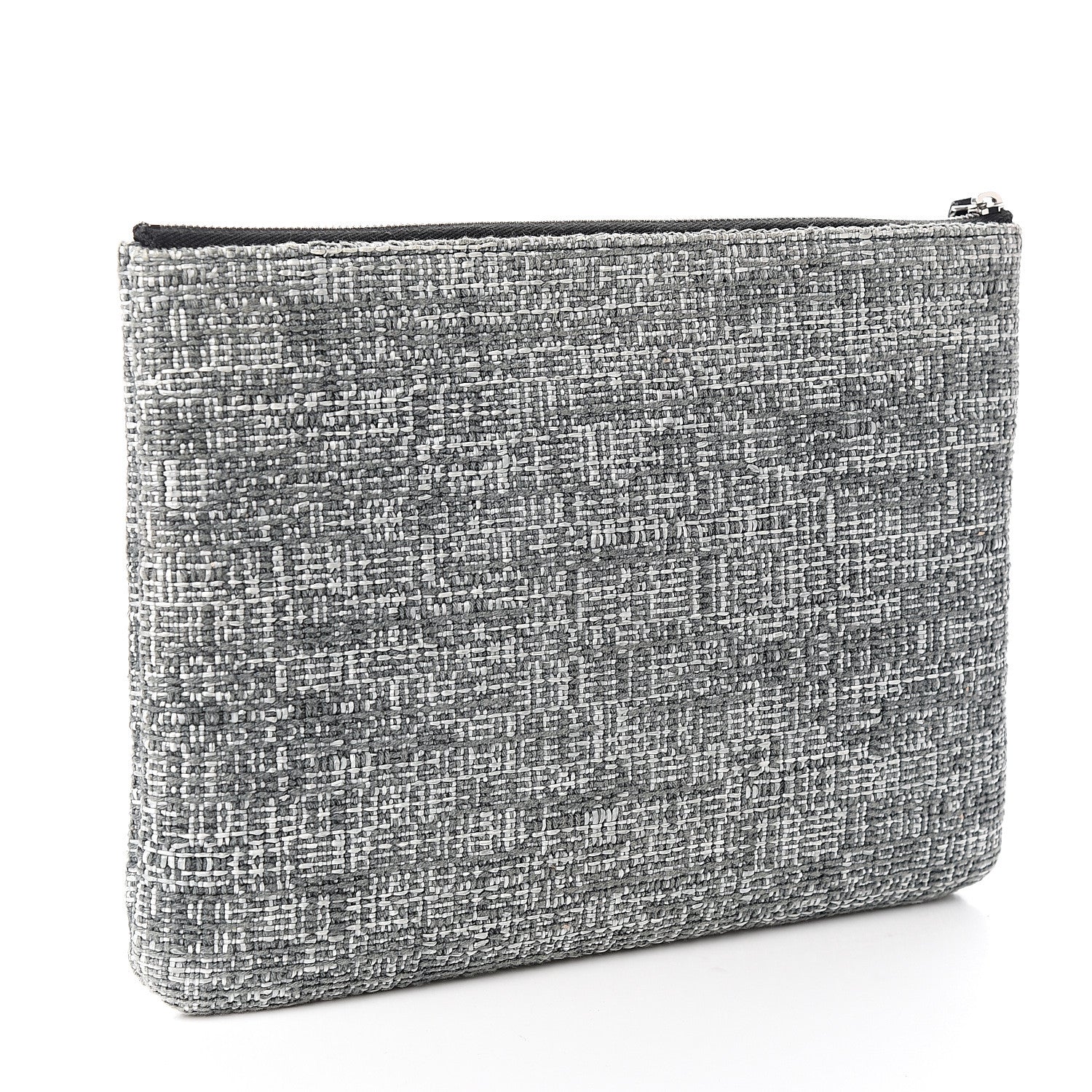 Chanel Tweed CC Medium Cosmetic Case Grey Black 2 of 7