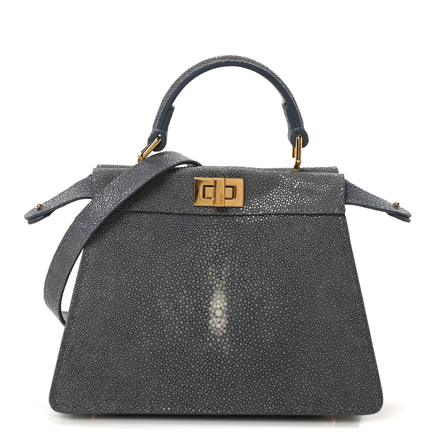 Fendi Stingray Shiny Nappa Petite Peekaboo I SEE U Satchel Mirto 1 of 10