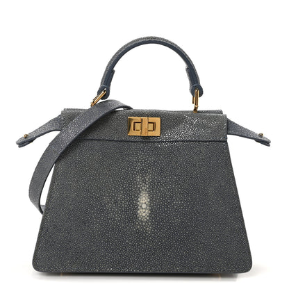 Fendi Stingray Shiny Nappa Petite Peekaboo I SEE U Satchel Mirto 1 of 10