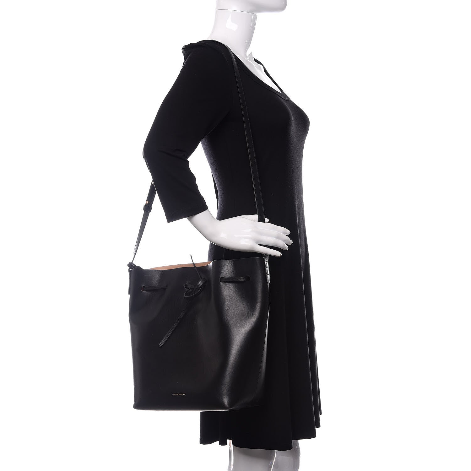 Mansur Gavriel Vegetable Tanned Calfskin Bucket Bag Black Ballerina 2 of 19