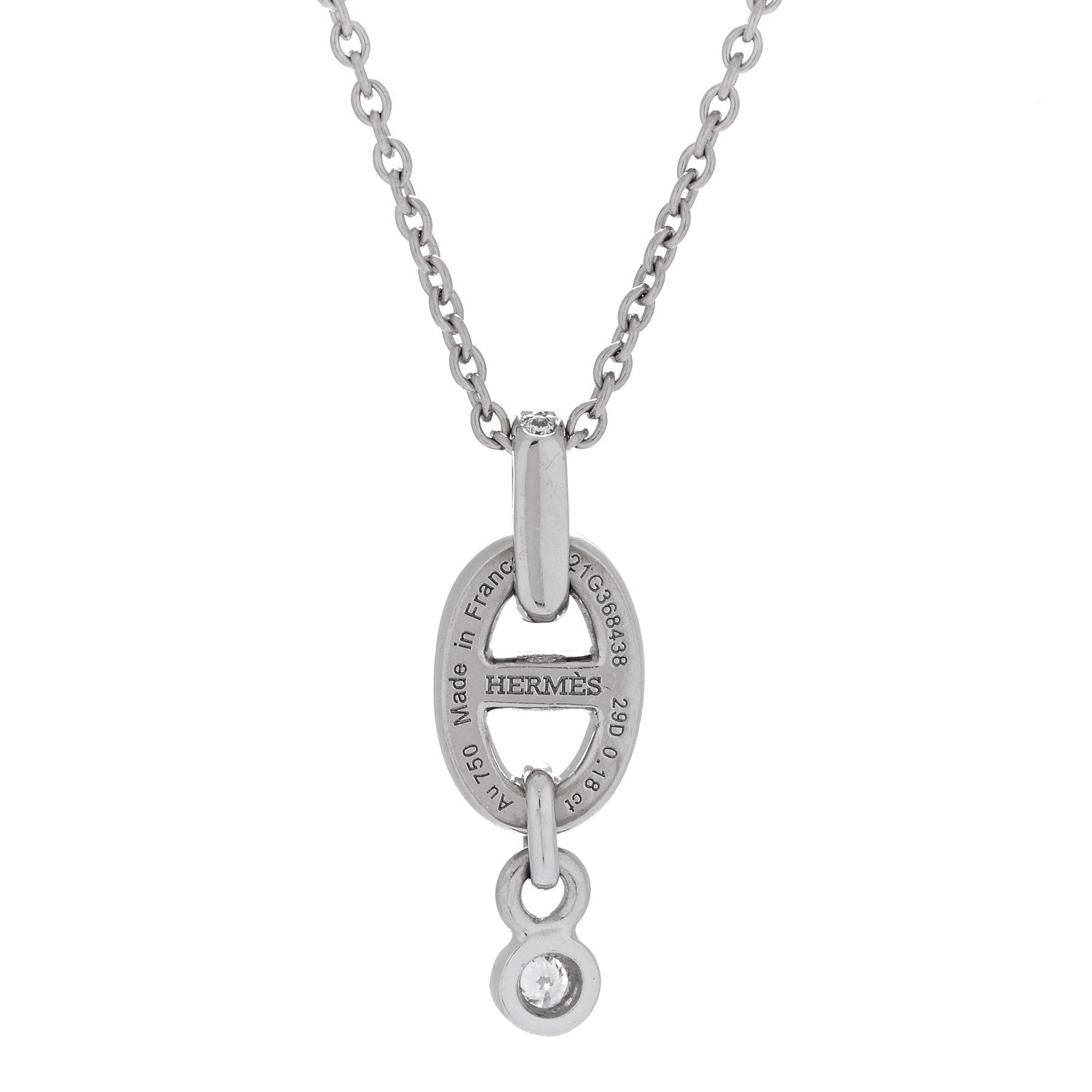 ★鑑定品★ HERMES Chaine dancre Enchainee 54 Hermes 18K White Gold Diamond PM Chaine d'Ancre Enchainee Necklace