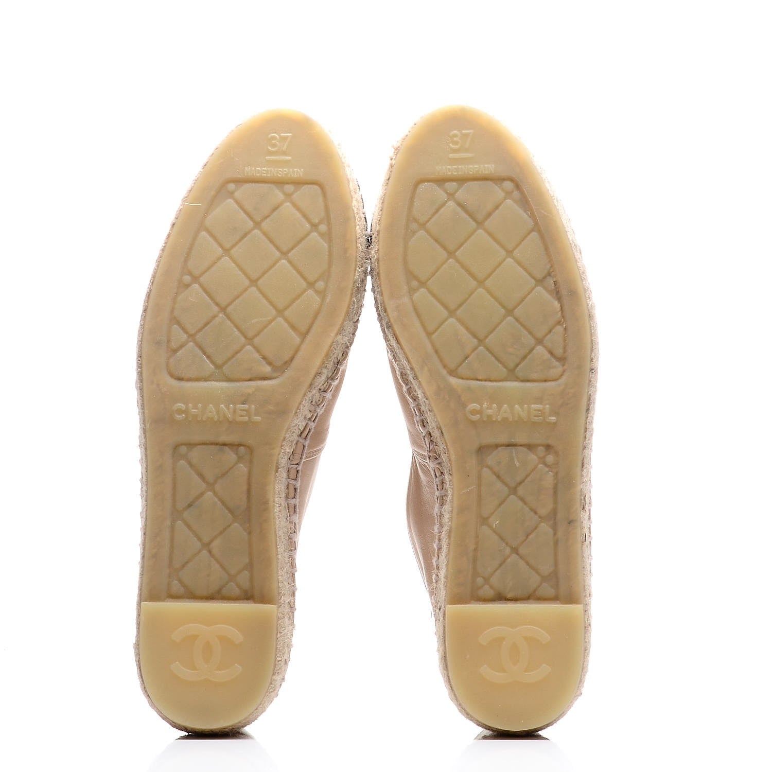 Chanel Lambskin CC Espadrilles 37 Beige Black 5 of 10