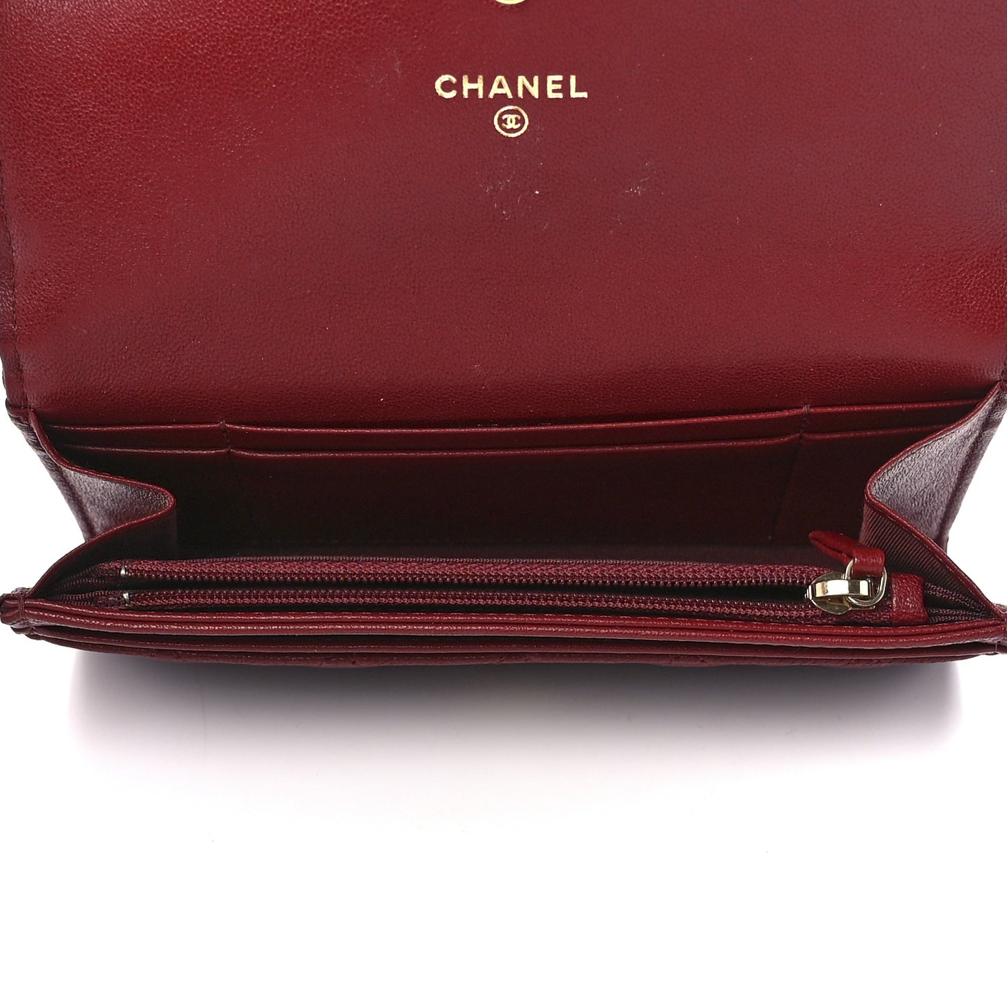 Lambskin Quilted Medium 19 Flap Wallet Burgundy