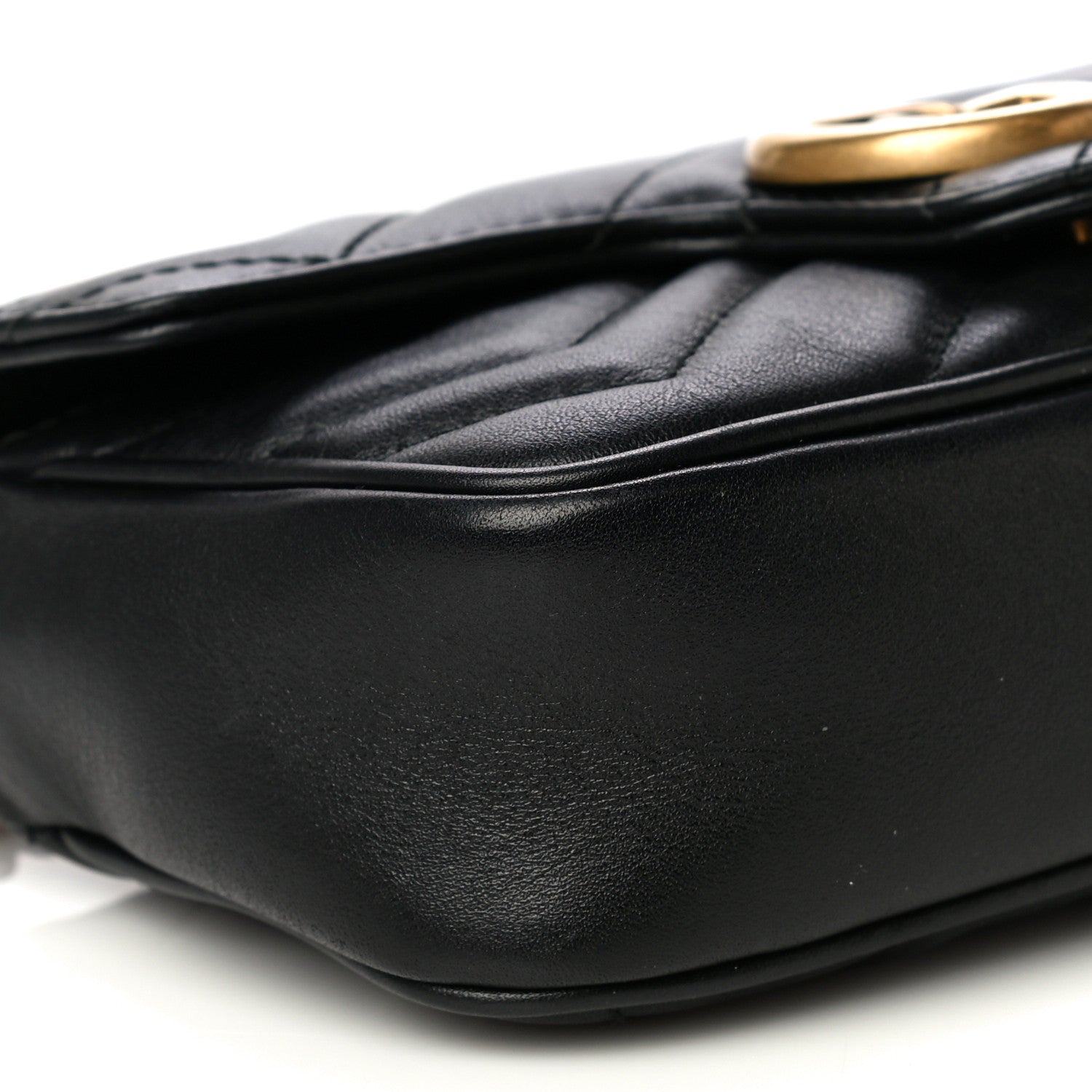 Gucci Calfskin Matelasse Super Mini GG Marmont Shoulder Bag Black 9 of 16