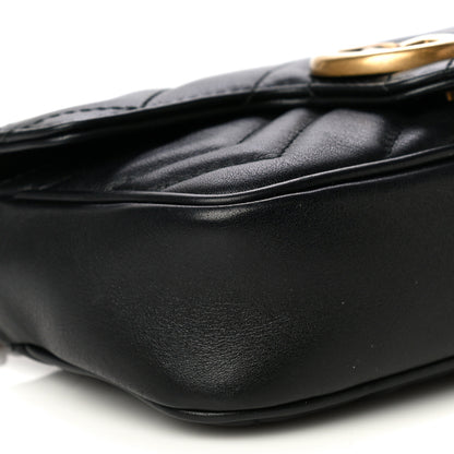 Gucci Calfskin Matelasse Super Mini GG Marmont Shoulder Bag Black 9 of 16