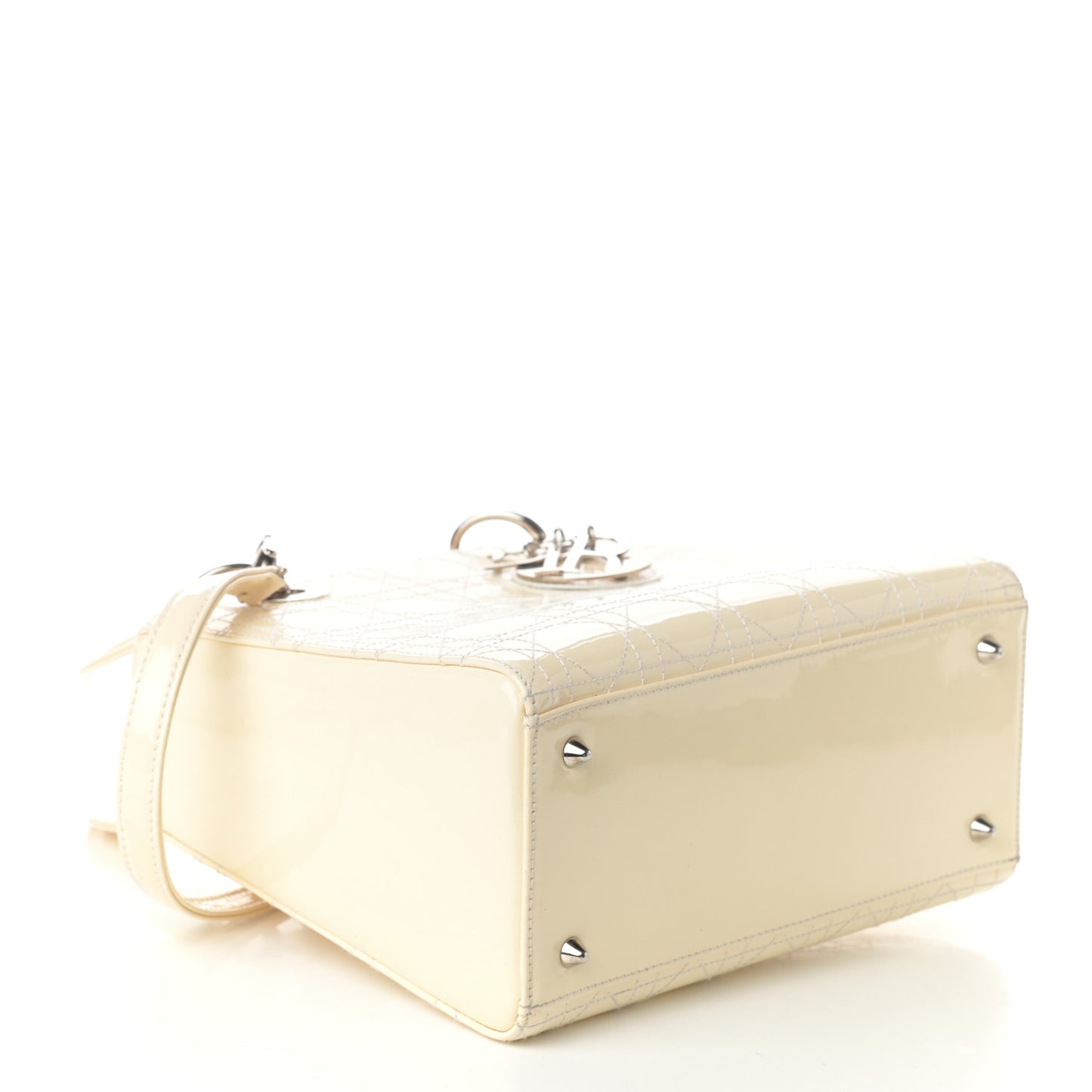 Patent Cannage Stitched Medium Lady Dior White