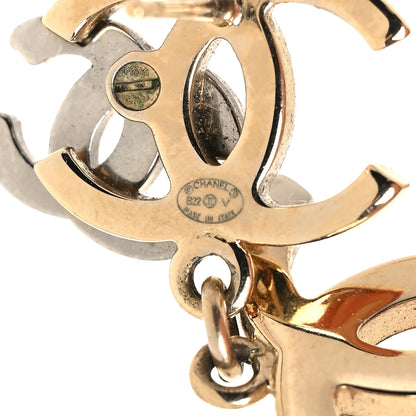 Chanel Crystal Pearl Double CC Drop Earrings Gold Silver 4 of 5