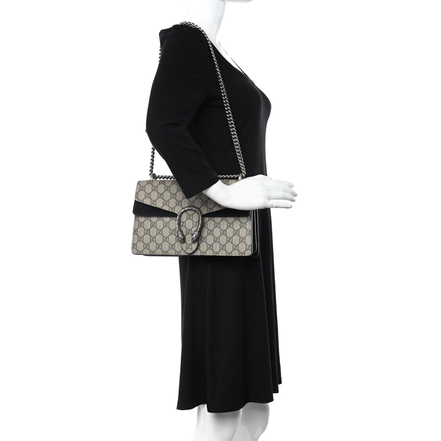 Gucci GG Supreme Monogram Small Dionysus Shoulder Bag Black 3 of 13